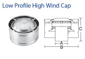DuraVent 5 B-Vent Low Profile High Wind Cap - 5BVLHWT
