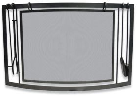 Uniflame Black Wrought Iron Removable Bowed Sparkguard w Tools Screen