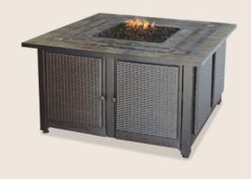 Uniflame LP Gas Outdoor Firebowl With Slate Tile Mantel and Copper Accents - GAD1393SP
