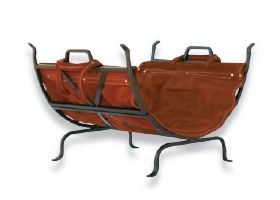 Uniflame Olde World Iron Log Holder with Suede Leather Carrier W-1189