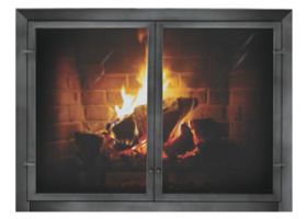 Thermo-Rite Outdoor Patio Door Custom Glass Fireplace Door - Shown in Textured Black