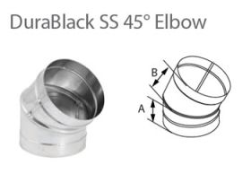 DuraVent 8'' DuraBlack SS 45 Degree Elbow - Stainless Steel - 1845SS // 8DBK-E45SS