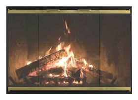 Thermo-Rite Phantom Custom Glass Fireplace Door - Shown in Textured Black with Antique Channels