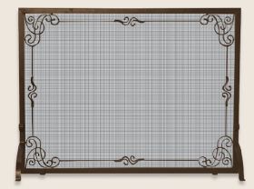 Uniflame Single Panel Bronze Finish Screen With Decorative Scroll - S-1615