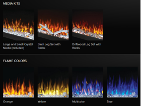 Trivista Pictura Wall Hanging Electric Fireplace Media Kits & Flame Colors