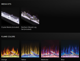 Napoleon Trivista Primis, Three-Sided Electric Fireplace media kit and flame colors
