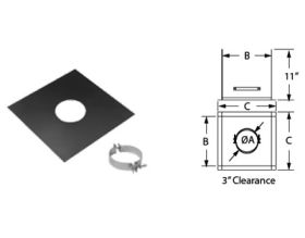 Security Chimneys 3" Secure Pellet Ceiling Support Firestop Spacer - Canada (For 3" Clearance) - 3SPVBF3