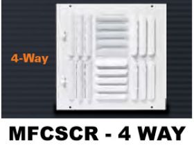 Metal-Fab Curved Blade Sidewall/Ceiling Register 6x6 White 4-Way - MFCSCR66W4