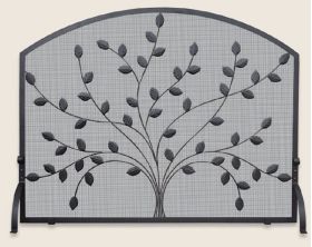 Uniflame Single Panel Black Wrought Iron Screen With Leaves - S-1073