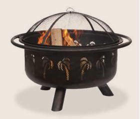 Uniflame 30 Inch Wide Oil Rubbed Bronze Firebowl With Palm Tree Design - WAD850SP