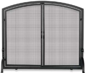 Uniflame Single Panel Black Wrought Iron Screen with Doors- Large