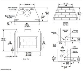 Superior wood burning fireplace WRT-WCT-3042-dimensions