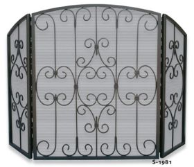 Uniflame 3 Fold Graphhite Screen with Decorative Scrollwork - S-1981
