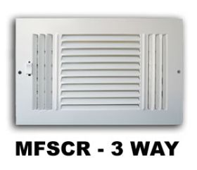Metal-Fab Sidewall/Ceiling Register 10x4 White 3-Way - MFSCR104W3