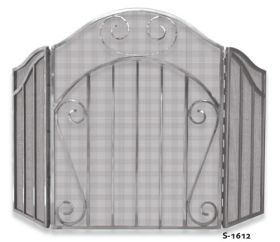 Uniflame 3 Panel Heavy Pewter Screen with Decorative Scroll - S-1612