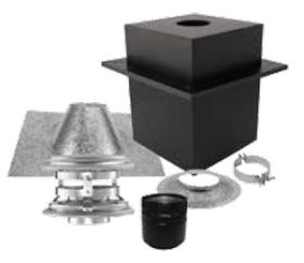 Security Chimneys 3" Secure Pellet 3" Secure Pellet Vertical Kit - Cathedral (Includes: Vertical Cap - Storm Collar - Cathedral Ceiling Support Box - Adjustable Flashing - Appliance Adapter (Black) - 3SPVCVKIT