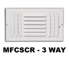 Metal-Fab Curved Blade Sidewall/Ceiling Register 6x6 White 3-Way - MFCSCR66W3