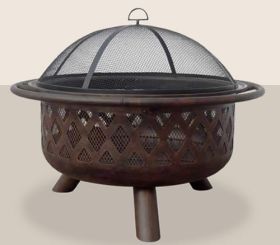 Uniflame 32 Inch Wide Oil Rubbed Bronze Firebowl With Lattice Design - WAD792SP