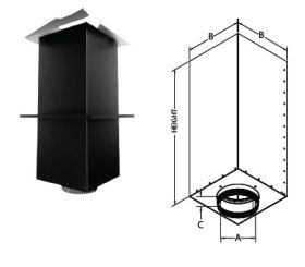 DuraVent 6" DuraTech Square Ceiling Support Box 24" with Insulation Shield Collar and Insulation - 6DT-CS24RIS-2