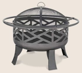 Uniflame Black Wood Outdoor Firebowl With Geometric Design - WAD1412SP