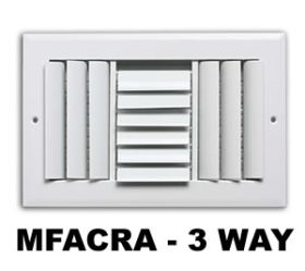 Metal-Fab Aluminum Curved Adjustable Sidewall/Ceiling Register 6x6 White 3-Way - MFACRA66W3