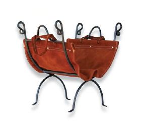 Uniflame Olde World Iron Log Holder with Suede Leather Carrier W-1196