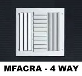 Metal-Fab Aluminum Curved Adjustable Sidewall/Ceiling Register 6x6 White 4-Way - MFACRA66W4