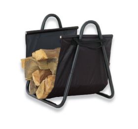 Uniflame Black Log Holder with Heavy Canvas Carrier - W-1580