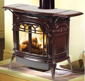 Vermont Castings Stardance DV Gas Stove - Majolica Brown Enamel - SDDVTBMSB / SDDVT-IFT-BM