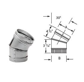 M&G DuraVent 8" DuraLiner 30 Degree Stainless Steel Elbow (SW) - 8DLR-E30SS