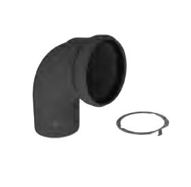 M&G DuraVent 2" PolyPro 90 Degree Elbow UV Black with Locking Band - 2PPS-E90BL