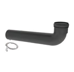 M&G DuraVent 2" PolyPro 90 Degree Elbow Extended UV Black with Locking Band - 2PPS-E90EBL