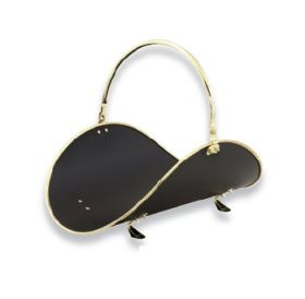 Uniflame 21" Polished Brass/Black Woodbasket with Polished Brass Tri