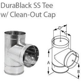 DuraVent 8'' DuraBlack SS Tee with Clean-Out Cap - Stainless Steel - 1855SS // 8DBK-TSS
