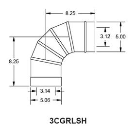 Metal-Fab Corr/Guard 3" D Rinnai LS Adapter, Horizontal - 3CGRLSH