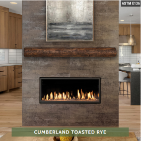 Cumberland Live Edge Non-Combustible Mantel Shelf 60 Inches Toasted Rye Finish