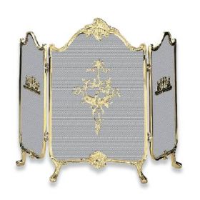 Uniflame 3 Fold Ornate Fully Cast Solid Brass Screen - S-9099
