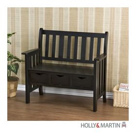 Holly & Martin Pecos 3-Drawer Country Bench-Black - 09-194-011-5-01