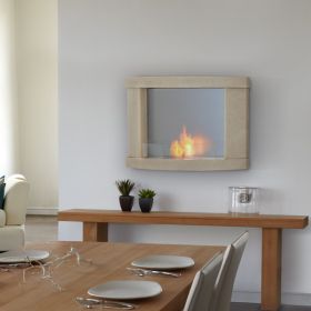 Real Flame Meridian Wall Hung Ventless Gel Fuel Fireplace in Cream Speckle - 730-CS