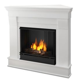 Real Flame Chateau Corner Ventless Gel Fireplace in White - 5950-W