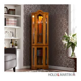 Holly & Martin Riley Lighted Corner Curio Babinet-Golden Oak - 27-203-018-4-25