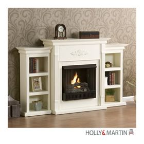 Holly & Martin Fredricksburg Gel Fireplace w/ Bookcases-Ivory - 37-104-031-9-18