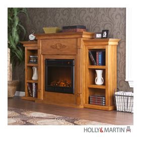 Holly & Martin Fredricksburg Electric Fireplace w/ Bookcases-Oak - 37-104-023-9-25