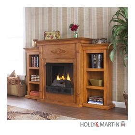 Holly & Martin Fredricksburg Gel Fireplace w/ Bookcases-Oak - 37-104-031-9-25