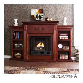 Holly & Martin Fredricksburg Gel Fireplace w/ Bookcases-Mahogany - 37-104-031-9-20