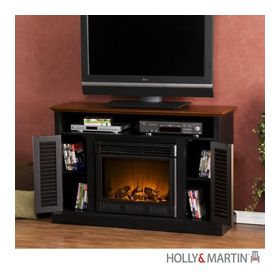 Holly & Martin Savannah Media Electric Fireplace-Black and Walnut - 37-218-084-6-38
