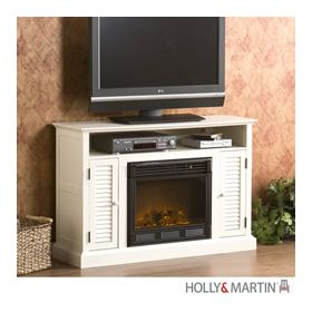 Holly & Martin Savannah Media Electric Fireplace-Antique White - 37-218-084-6-40