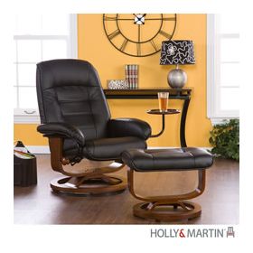 Holly & Martin Hemphill Leather Recliner and Ottoman-Black - 85-122-046-1-01