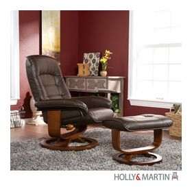 Holly & Martin Hemphill Leather Recliner and Ottoman-Brown - 85-122-046-1-04