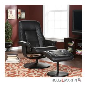 Holly & Martin Nolan Leather Recliner and Ottoman-Black - 85-177-046-1-01